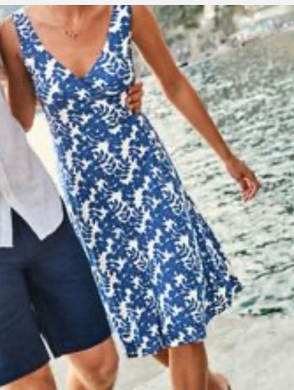 Boden Blue and White Floral V-Neck Sundress